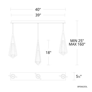 Devotion Linear Chandelier 3 Light - view 2