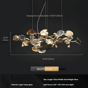 Btria Branch Copper Leaf Linear Chandelier - view 14