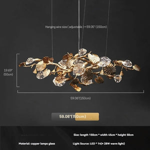 Btria Branch Copper Leaf Linear Chandelier - view 15