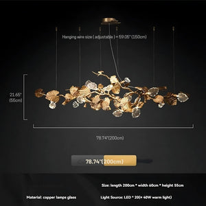 Btria Branch Copper Leaf Linear Chandelier - view 17