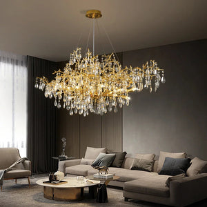 Bessa Modern Large Gold Crystal Branch Chandelier - view 3
