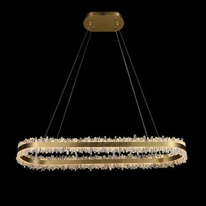 Modern Quartz Crystal Oval Chandelier