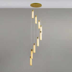 Celestial Alabaster Cascade Gold Chandelier with Integrated LED
