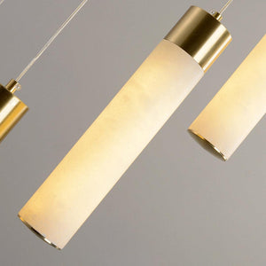 Celestial Alabaster Cascade Gold Chandelier with Integrated LED