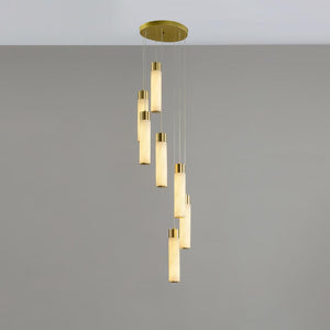 Celestial Alabaster Cascade Gold Chandelier with Integrated LED