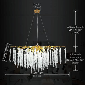 Doris White Crystal Branch Round Chandelier D20.5" L45" - view 4