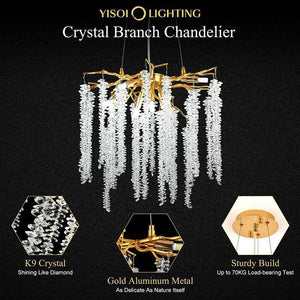 Doris White Crystal Branch Round Chandelier D20.5" L45" - view 11