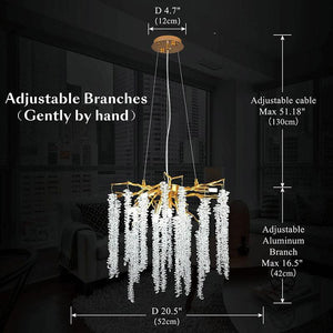 Doris White Crystal Branch Round Chandelier D20.5" L45" - view 3