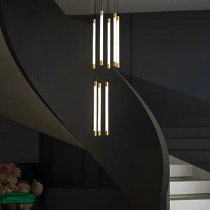 Contemporary Staircase Chandelier Spiral Tube Ceiling Light - view 14