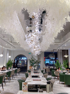 Gingko Leaves Ceramics Spiral Branch Chandelier - view 17