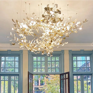 Gingko Leaves Ceramics Spiral Branch Chandelier - view 10