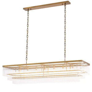 Thibaud Rectangle Modern Brass Glass Chandelier, rectangular