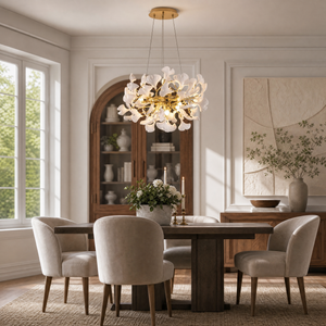 Elegant Ceramic Ginkgo Leaf Chandelier D600 - Matte Gold