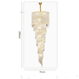 Elegant Foyer Hall Chandelier Long Crystal Ceiling Light Fixture For Living Room Entryway Staircase