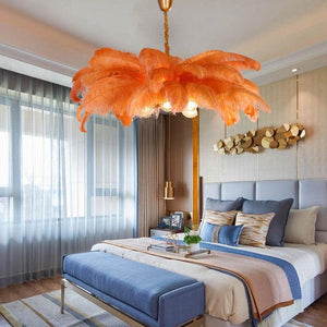 Elva Brass Palm Tree Feather Chandelier - view 3