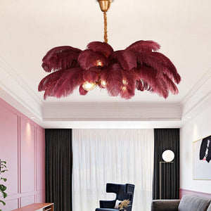 Elva Brass Palm Tree Feather Chandelier - view 7