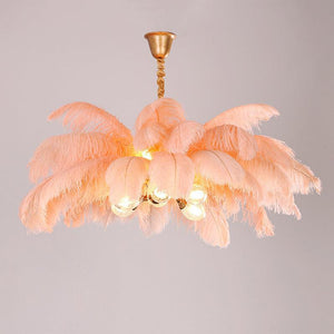 Elva Brass Palm Tree Feather Chandelier - view 9