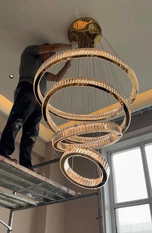 Modern Front Entryway Chandelier 3/4/5/6/7 Rings Crystal Gold/ Chrome Finish Ceiling Lamp - view 11