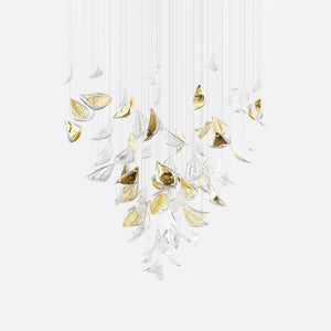 Floating Leaves Meteor Shower Crystal Spiral Chandelier