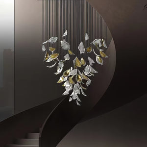 Floating Leaves Meteor Shower Crystal Spiral Chandelier - view 2