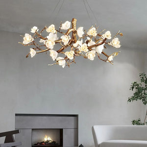 Flower Bloom Branch Brass Chandelier - view 2