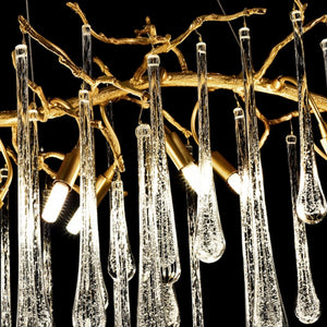 Branch Crystal Drops Chandelier in French Style with Copper Gold Finish for Dining and Living Room Ceiling - view 8