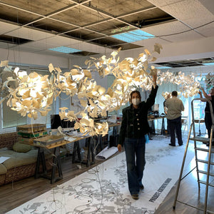 Gingko Leaves Ceramics Spiral Branch Chandelier - view 69