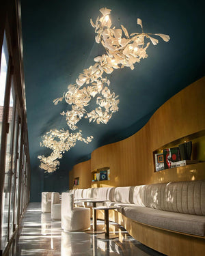 Gingko Leaves Ceramics Spiral Branch Chandelier - view 89