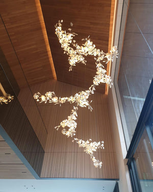 Gingko Leaves Ceramics Spiral Branch Chandelier - view 91
