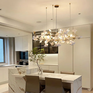 Gingko Leaves Ceramics Spiral Branch Chandelier - view 97