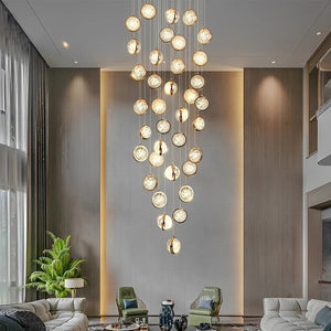 Global Crystal Cluster Adjustable Luxury Staircase Modern Long Chandelier - view 5