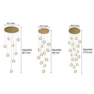 Global Crystal Cluster Adjustable Luxury Staircase Modern Long Chandelier - view 12