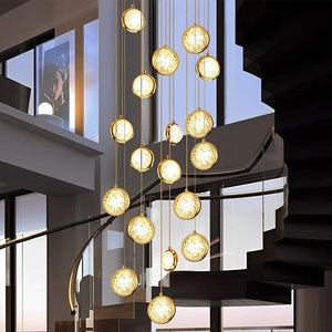 Global Crystal Cluster Adjustable Luxury Staircase Modern Long Chandelier - view 3