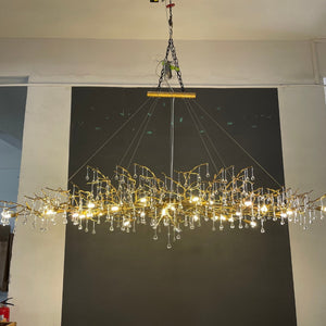 New Style Extra Large Brass Branch Chandelier Light Crystal Drops Pendant Lamp For Living/ Dining Room - view 16