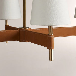 Haven Leather Brass Linear Chandelier - view 8
