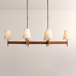 Haven Leather Brass Linear Chandelier