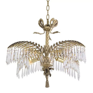 Ethereal S/L Modern Brass Chandelier Antique Brass/Glass) (Ex-Display) - view 2