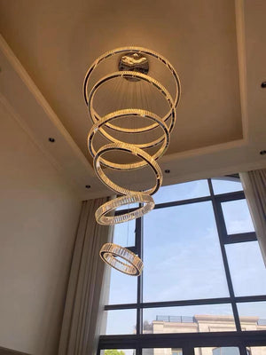 Modern Front Entryway Chandelier 3/4/5/6/7 Rings Crystal Gold/ Chrome Finish Ceiling Lamp - view 17