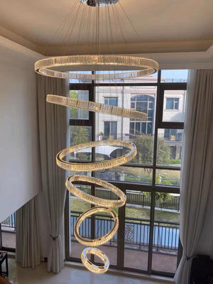 Modern Front Entryway Chandelier 3/4/5/6/7 Rings Crystal Gold/ Chrome Finish Ceiling Lamp - view 6