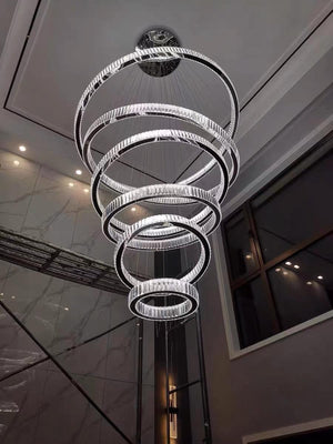 Modern Front Entryway Chandelier 3/4/5/6/7 Rings Crystal Gold/ Chrome Finish Ceiling Lamp - view 7