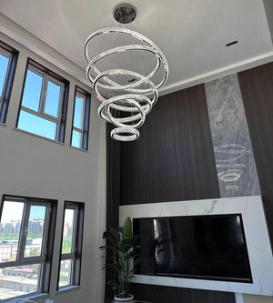 Modern Front Entryway Chandelier 3/4/5/6/7 Rings Crystal Gold/ Chrome Finish Ceiling Lamp - view 8