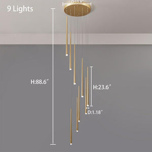 Minimalism Foyer Staircase Chandelier Ceiling Pendant Lighting Fixture For Living Room Entryway In Gold/ Black Finish - view 18