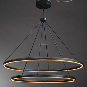 Peron Two-Tier Round Chandelier 60", in black - view 7