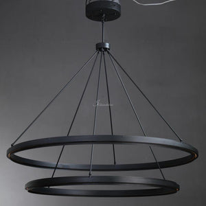 Peron Two-Tier Round Chandelier 60", in black - view 5