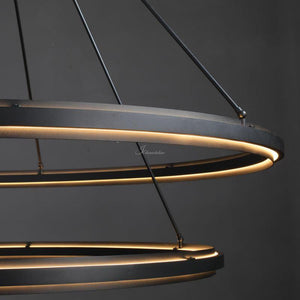 Peron Two-Tier Round Chandelier 60", in black - view 9