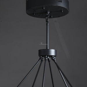 Peron Two-Tier Round Chandelier 60", in black - view 10