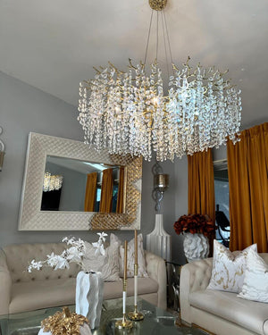 Modern Round/Rectangular Floral Crystal Chandelier for Low-ceiling - view 10
