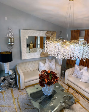 Modern Round/Rectangular Floral Crystal Chandelier for Low-ceiling - view 6