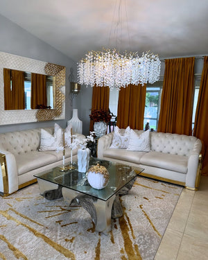 Modern Round/Rectangular Floral Crystal Chandelier for Low-ceiling - view 7