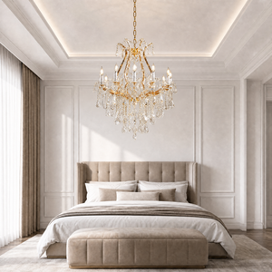 Maria Theresa Gold Chandelier in a dining room